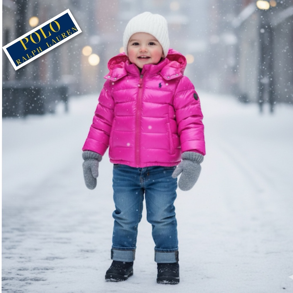 Polo by Ralph Lauren Girls Bright Pink Puffer Jacket